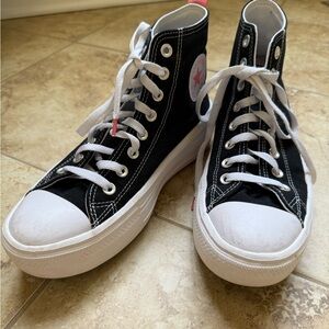 Converse Black Gum Sole High Tops with Pink Details